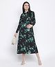 Oxolloxo Full Sleeves Tora Floral Printed Long Maternity Dress - Black