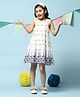 BIBA Sleeveless All Over Flower Motif & Floral Printed Fit & Flare Curved Hem Detailed Dress - White