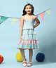 BIBA Sleeveless Smocked Bodice Detailed Seamless Abstract Printed Tiered & Flared Dress With Headband - Turquoise Blue