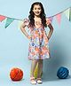 BIBA Flutter Short Sleeves Seamless Watercolour Effect Floral Printed Fit & Flare Frill Detailed Dress - Multi Colour