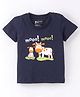 Bodycare Cotton Knit Half Sleeves T-Shirt Cow Print - Navy Blue