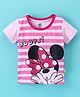 Bodycare Half Sleeves Striped Top Minnie Mouse Print- Pink