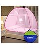 Classic Mosquito Nets for Double Bed  Queen Size Foldable Machardani 30GSM Strong Net PVC Coated Corrosion Resistant Steel Wire Full- Pink