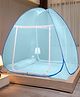 Evafly Mosquito Net for Double Bed  King Size Foldable Machardani Polyester 30GSM Strong Net PVC Coated Corrosion Resistant Steel Wire - Full Blue