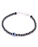 Black Silver 925 Silver Evil Eye Nazariya Bracelet With Black Silver Crystal Beads- Length 16.51 cm