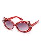 Stol'n  Polka Dots Printed Oval Shaped Bow Applique UV Protected Sunglasses - Red