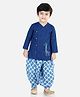 Bownbee 100% Cotton Full Sleeves Indo Western Giraffe Printed Kurta Dhoti Set - Blue