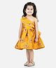 Bownbee Sleeveless All Over Motif Designed Layered Bodice Fit & Flare Dress - Yellow