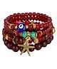 Yellow Chimes Beads Bracelet For Women Bohemian Red Natural Stones Beaded Bracelet Evil Eye Multilayer Bracelet For Women And Girls.... - Maroon