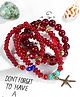 Yellow Chimes Set Of 4 Bohemian Red Natural Stones Beaded Evil Eye Multilayered Bracelet - Maroon