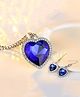Yellow Chimes Titanic Ocean Heart Crystal Pendant Necklace & Earrings - Blue