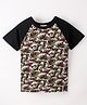 CrayonFlakes Half Sleeves Camouflage Printed Tee - Brown Black