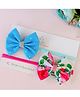 Little Tresses Set Of 2 Polka Dots & Roses Printed Bow Soft Headbands - Blue