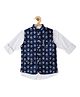 CAVIO Boys Full Sleeves  Solid Shirt With Jacquard Abstract Motif Printed Nehru Jacket -  Blue