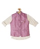 CAVIO Boys Full Sleeves  Solid Shirt With Jacquard Abstract Motif Printed Nehru Jacket - Pink