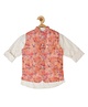 CAVIO Sleeveless Digital Printed & Embroidered Nehru Jacket With Full Sleeves Solid Shirt - Peach