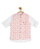 CAVIO Sleeveless Jacquard Digital Printed Nehru Jacket With Full Sleeves Solid Shirt - Peach