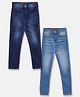 Tales & Stories Pack Of 2 Button Down Solid Jeans - Dark Blue & Light Blue