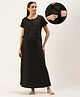 Nejo Pure Cotton Half Sleeves Hearts Printed Maternity Night Dress - Dark Grey