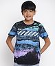 Lil Tomatoes Half Sleeves Galaxy Theme Printed Tee - Black
