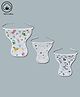 LazyToddler Muslin  Nappy Set of 3 Extra Small Dino Print - White