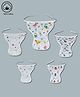 LazyToddler Muslin  Nappy Set of 5 Medium Dino Print - White