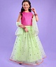 Pine Kids Sleeveless Sequin Embroidered Lehenga Choli Set - Mint