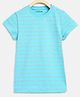 Campana  100% Cotton Short Sleeves Striped Tee - Turquoise Blue