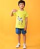 Anthrilo Half Sleeves Zebra Printed Tee & Shorts - Yellow Blue