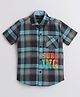 Polka Tots Half Sleeve Tartan Checked & Surfing Placement Printed Shirt - Black