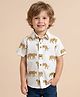 Polka Tots Jungle Theme Half Sleeves All Over Leopard Printed Shirt - White