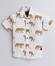 Polka Tots Jungle Theme Half Sleeves All Over Leopard Printed Shirt - White