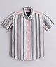 Polka Tots Half Sleeves Balanced Striped Shirt - Grey & Pink