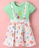 Orrigany Single Jersey Half Sleeves Top and Skirt with Suspender Floral Printed - Green