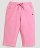 Tiny Girl Draw Cord Closure Pedal Pusher Solid Capri Pants  - Pink