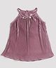 Tiny Girl Sleeveless Metallic Shine Accordion Pleated Top With Detachable Brooch - Onion Pink