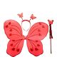 kunya Baby Girl's Fairy Butterfly Wings Costume Butterfly Fairy Angel Wing, Wand And Hairband - Red