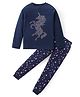 Unicorns Full Sleeves Unicorn & Stars Printed Night Suit - Navy Blue