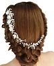 Ziory Roses & Pearl Embellished Hair Comb Pin - Silver