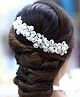 Ziory Pearl Embellished Tiara Style Hair Vine - White