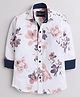 Polka Tots Full Sleeves All Over Floral Printed Shirt - White & Pink