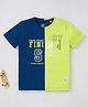 Ed-a-Mamma Sustainable Cotton Half Sleeves Text Printed Cut And Sew T-Shirt - Blue & Green