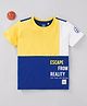 Ed-a-Mamma Sustainable Half Sleeves Cut & Sew T-Shirt Text Print- Blue & Yellow