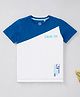 Ed-a-Mamma Sustainable Cotton Half Sleeves Text Printed Cut And Sew T-Shirt - Blue & White