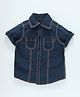 Kiddopanti Half Sleeves Solid Front Pocket Shirt - Navy Blue