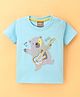 Little Kangaroos Half Sleeves T-Shirt Teddy Printed - Blue