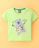 Little Kangaroos Half Sleeves T-Shirt Teddy Printed - Mint Green