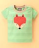 Little Kangaroos Half Sleeves Jaquard Stripped Fox Embellished T-Shirt - Green