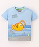 Little Kangaroos Half Sleeves Fish Patched T-Shirt - Sky Blue