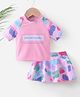 Kookie Kids Half Sleeves Two Piece Swimsuit Splash Print- Pink